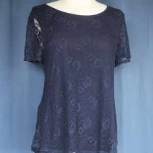 Large Leo and Nicole navy blue knitted blouse